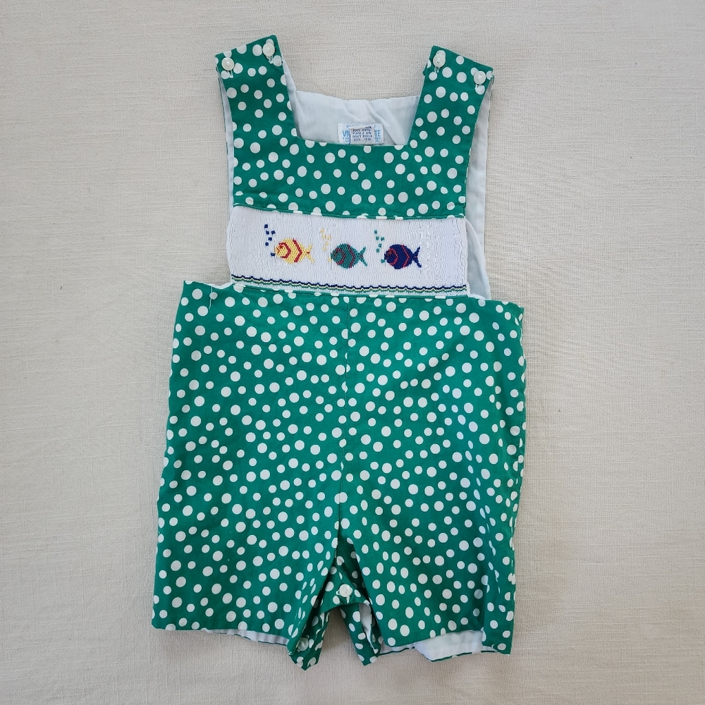 Vive la fete fish smocked jon jon romper 4t